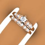 1.00 Carat (ctw) 10K Rose Gold Round Cut Diamond Ladies Bridal Solitaire With Accents Engagement Ring Matching Band Set 1 CT