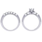 1.00 Carat (ctw) 10K White Gold Round Cut Diamond Ladies Bridal Solitaire With Accents Engagement Ring Matching Band Set 1 CT