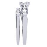 1.00 Carat (ctw) 10K White Gold Round Cut Diamond Ladies Bridal Solitaire With Accents Engagement Ring Matching Band Set 1 CT