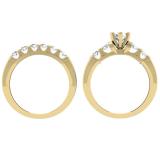 1.00 Carat (ctw) 10K Yellow Gold Round Cut Diamond Ladies Bridal Solitaire With Accents Engagement Ring Matching Band Set 1 CT
