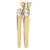 1.00 Carat (ctw) 10K Yellow Gold Round Cut Diamond Ladies Bridal Solitaire With Accents Engagement Ring Matching Band Set 1 CT