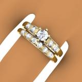 1.00 Carat (ctw) 10K Yellow Gold Round Cut Diamond Ladies Bridal Solitaire With Accents Engagement Ring Matching Band Set 1 CT