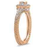 0.60 Carat (ctw) 10K Rose Gold Princess & Round Cut Diamond Ladies Bridal Vintage Halo Style Engagement Ring