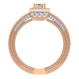 0.60 Carat (ctw) 10K Rose Gold Princess & Round Cut Diamond Ladies Bridal Vintage Halo Style Engagement Ring