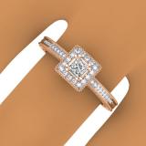 0.60 Carat (ctw) 10K Rose Gold Princess & Round Cut Diamond Ladies Bridal Vintage Halo Style Engagement Ring