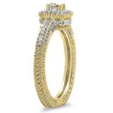 0.60 Carat (ctw) 10K Yellow Gold Princess & Round Cut Diamond Ladies Bridal Vintage Halo Style Engagement Ring