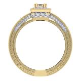0.60 Carat (ctw) 10K Yellow Gold Princess & Round Cut Diamond Ladies Bridal Vintage Halo Style Engagement Ring