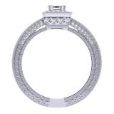 0.60 Carat (ctw) 14K White Gold Princess & Round Cut Diamond Ladies Bridal Vintage Halo Style Engagement Ring