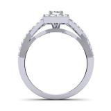 0.75 Carat (ctw) 10K White Gold Round Cut Diamond Ladies Bridal Swirl Split Shank Halo Engagement Ring 3/4 CT