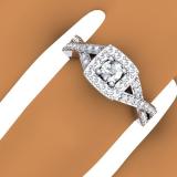 0.75 Carat (ctw) 10K White Gold Round Cut Diamond Ladies Bridal Swirl Split Shank Halo Engagement Ring 3/4 CT