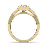 0.75 Carat (ctw) 10K Yellow Gold Round Cut Diamond Ladies Bridal Swirl Split Shank Halo Engagement Ring 3/4 CT