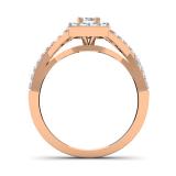 0.75 Carat (ctw) 18K Rose Gold Round Cut Diamond Ladies Bridal Swirl Split Shank Halo Engagement Ring 3/4 CT
