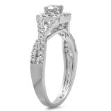 0.75 Carat (ctw) 18K White Gold Round Cut Diamond Ladies Bridal Swirl Split Shank Halo Engagement Ring 3/4 CT