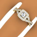 0.75 Carat (ctw) 18K Yellow Gold Round Cut Diamond Ladies Bridal Swirl Split Shank Halo Engagement Ring 3/4 CT