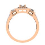 0.70 Carat (ctw) 10K Rose Gold Round Cut Black & White Diamond Ladies Bridal Cluster 3 Stone Halo Engagement Ring 3/4 CT
