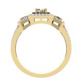 0.70 Carat (ctw) 14K Yellow Gold Round Cut Black & White Diamond Ladies Bridal Cluster 3 Stone Halo Engagement Ring 3/4 CT