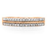 0.33 Carat (ctw) 10K Rose Gold Round Cut Diamond Ladies Double Row Anniversary Wedding Band 1/3 CT