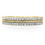 0.33 Carat (ctw) 10K Yellow Gold Round Cut Diamond Ladies Double Row Anniversary Wedding Band 1/3 CT