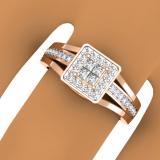 0.45 Carat (ctw) 10K Rose Gold Princess & Round Cut Diamond Ladies Split Shank Bridal Engagement Ring 1/2 CT
