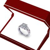 0.45 Carat (ctw) 10K White Gold Princess & Round Cut Diamond Ladies Split Shank Bridal Engagement Ring 1/2 CT