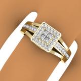 0.45 Carat (ctw) 10K Yellow Gold Princess & Round Cut Diamond Ladies Split Shank Bridal Engagement Ring 1/2 CT