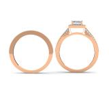 1.00 Carat (ctw) 14K Rose Gold Princess & Round Cut Diamond Ladies Split Shank Halo Bridal Engagement Ring With Matching Band Set 1 CT