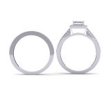1.00 Carat (ctw) 14K White Gold Princess & Round Cut Diamond Ladies Split Shank Halo Bridal Engagement Ring With Matching Band Set 1 CT