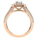 1.10 Carat (ctw) 10K Rose Gold Round Cut Diamond Ladies Split Shank Vintage Style Bridal Halo Engagement Ring 1 CT
