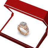 1.10 Carat (ctw) 10K Rose Gold Round Cut Diamond Ladies Split Shank Vintage Style Bridal Halo Engagement Ring 1 CT