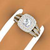 1.10 Carat (ctw) 10K Yellow Gold Round Cut Diamond Ladies Split Shank Vintage Style Bridal Halo Engagement Ring 1 CT