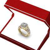 1.10 Carat (ctw) 10K Yellow Gold Round Cut Diamond Ladies Split Shank Vintage Style Bridal Halo Engagement Ring 1 CT