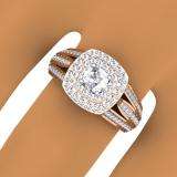 1.10 Carat (ctw) 14K Rose Gold Round Cut Diamond Ladies Split Shank Vintage Style Bridal Halo Engagement Ring 1 CT