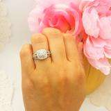 1.10 Carat (ctw) 14K White Gold Round Cut Diamond Ladies Split Shank Vintage Style Bridal Halo Engagement Ring 1 CT