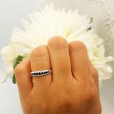 0.30 Carat (ctw) 14K White Gold Round Blue Sapphire & White Diamond Ladies Anniversary Wedding Band Stackable Ring 1/3 CT