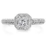 0.65 Carat (ctw) 14K White Gold Princess & Round Cut Diamond Ladies Bridal Halo Engagement Ring