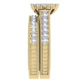 0.85 Carat (ctw) 10K Yellow Gold Round Cut Diamond Ladies Vintage Style Bridal Cluster Engagement Ring With Matching Band Set
