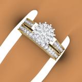0.85 Carat (ctw) 10K Yellow Gold Round Cut Diamond Ladies Vintage Style Bridal Cluster Engagement Ring With Matching Band Set