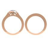 0.50 Carat (ctw) 14K Rose Gold Round Cut Diamond Ladies Heart Shaped Bridal Engagement Ring With Matching Band Set 1/2 CT