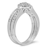 0.50 Carat (ctw) 14K White Gold Round Cut Diamond Ladies Heart Shaped Bridal Engagement Ring With Matching Band Set 1/2 CT