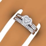 0.50 Carat (ctw) 14K White Gold Round Cut Diamond Ladies Heart Shaped Bridal Engagement Ring With Matching Band Set 1/2 CT