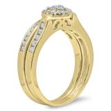 0.50 Carat (ctw) 18K Yellow Gold Round Cut Diamond Ladies Heart Shaped Bridal Engagement Ring With Matching Band Set 1/2 CT