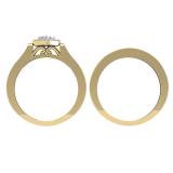 0.50 Carat (ctw) 18K Yellow Gold Round Cut Diamond Ladies Heart Shaped Bridal Engagement Ring With Matching Band Set 1/2 CT