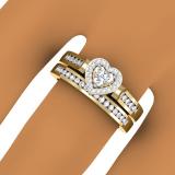 0.50 Carat (ctw) 18K Yellow Gold Round Cut Diamond Ladies Heart Shaped Bridal Engagement Ring With Matching Band Set 1/2 CT