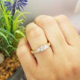 1.05 Carat (ctw) 14K Two Tone Gold Princess & Round Cut Diamond Ladies Bridal 3 Stone Engagement Ring 1 CT