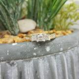 1.05 Carat (ctw) 14K Two Tone Gold Princess & Round Cut Diamond Ladies Bridal 3 Stone Engagement Ring 1 CT