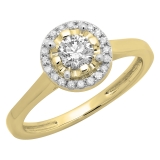 0.50 Carat (ctw) 14K Yellow Gold Round Diamond Ladies Bridal Halo Style Engagement Ring 1/2 CT