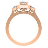 0.75 Carat (ctw) 10K Rose Gold Princess & Round Cut Diamond Ladies Bridal 3 Stone Halo Engagement Ring 3/4 CT