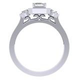 0.75 Carat (ctw) 14K White Gold Princess & Round Cut Diamond Ladies Bridal 3 Stone Halo Engagement Ring 3/4 CT