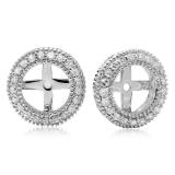 0.55 Carat (ctw) 14K White Gold Round Cut Diamond Milgrain Removable Jackets For Stud Earrings 1/2 CT