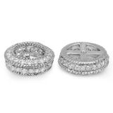 0.55 Carat (ctw) 14K White Gold Round Cut Diamond Milgrain Removable Jackets For Stud Earrings 1/2 CT